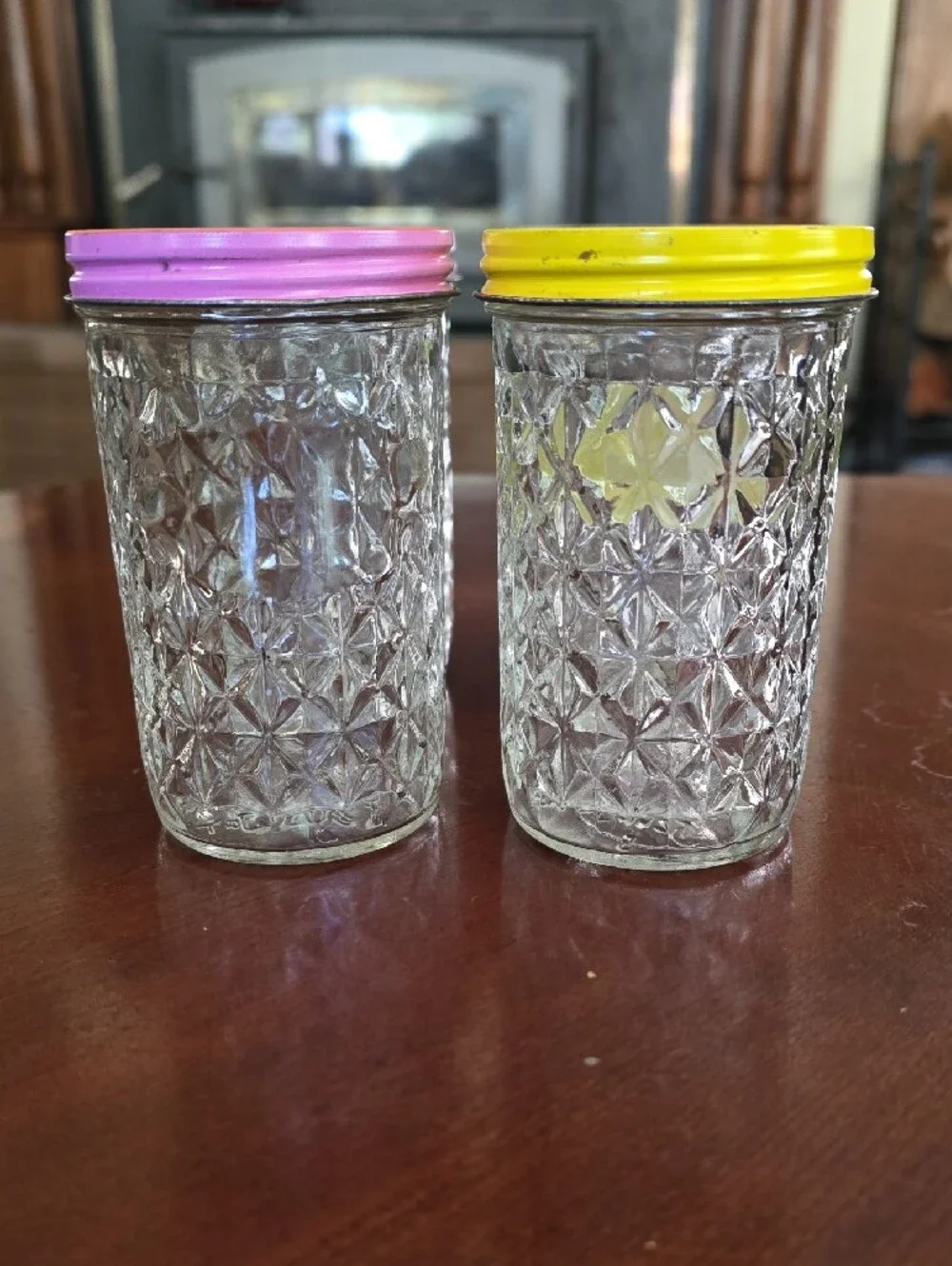 Vtg Ball Quilted Crystal Jelly Jars